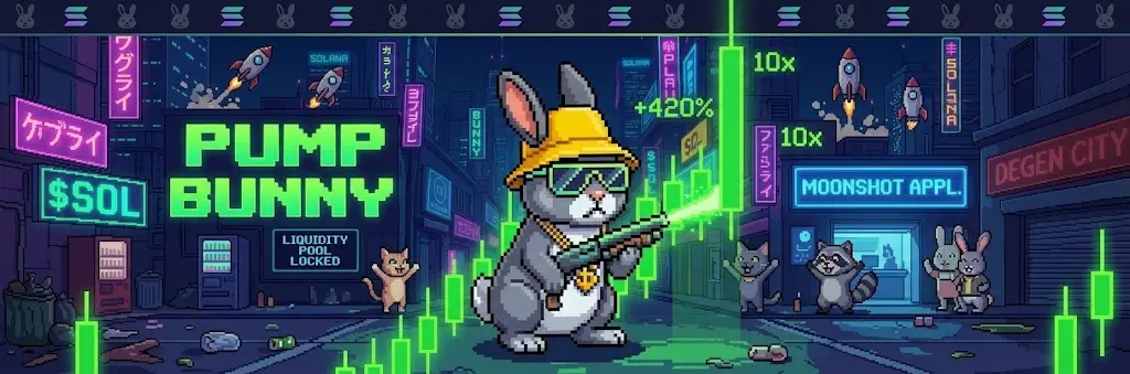 Pump Bunny in Degen City with green candles